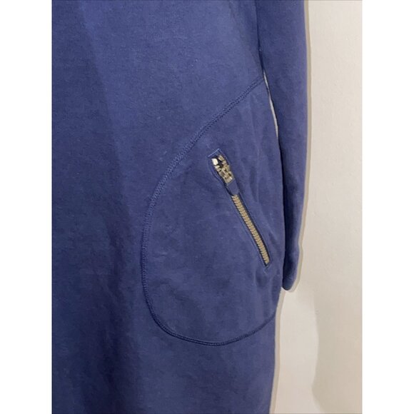 Athleta Sweatshirt Dress Above Knee Zip Pockets V Neck Purplish Blue Sz M - Picture 3 of 10